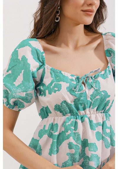 Bigdart 2351 Kloş Poplin Elbise - D. Mint 001