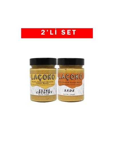 Laçoko Çifte Kavrulmuş ve Çifte Kavrulmuş Parçacıklı Fıstık Ezmesi 2 x 320 G