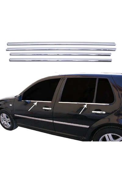 Vw Golf 4 Hb 1998-2004 Arası Krom Cam Çıta 4 Prç P.çelik
