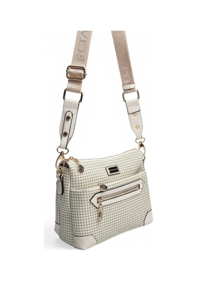 Silver & Polo Silver Polo Yeşil - Kemik Kaz Ayağı Ekose Kadın Çapraz Çanta Sp1110