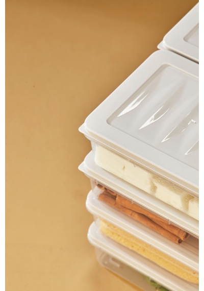 Multi Box 6 Parça 2 Farklı Boy Saklama Kabı Seti - Dondurucu & Mikrodalga Uyumlu Krem