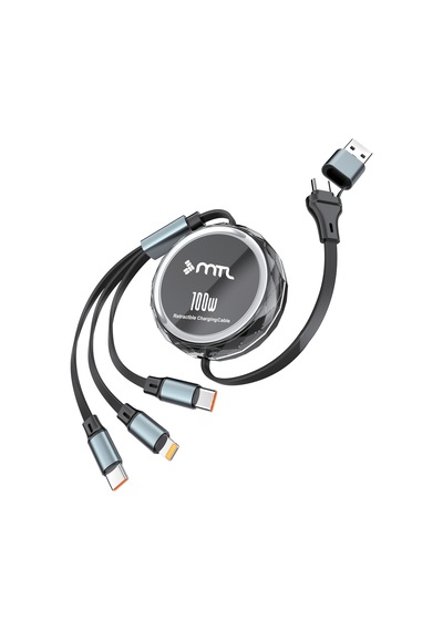 100w Pd 3in2 Makaralı Şarj Kablosu Hızlı Şarj Ve Data Kablosu Usb Type-c Lightning Mt5018
