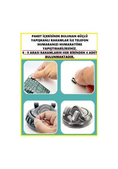 Mainshop Araç İçi Telefon Tutucu Numaratörlü Araba Numaratör Telefon Tutucu 360 Dönen M-225