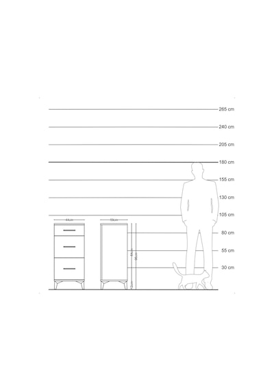 Kronos Komodin 3 Çekmeceli 44x59x96 Çam-antrasit Atlas Çam