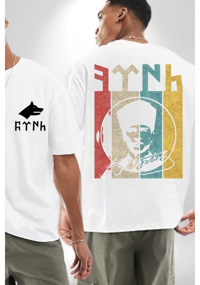Atatürk İmzalı Türk Logo Beyaz Oversize Unisex Ön Ve Sırt Baskılı Tişört Beyaz Atatürk İmzalı Türk Logo Beyaz Oversize Unisex Ön Ve Sırt Baskılı Tişört Beyaz