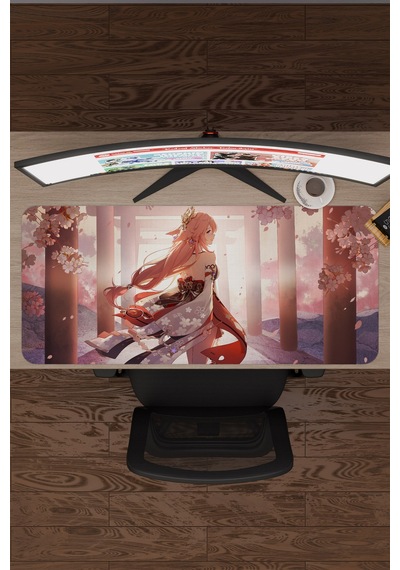 Yae Miko Genshin Impact Anime Gacha V2 - 90x40 Xxl Gaming Mouse Pad Fare Altlığı