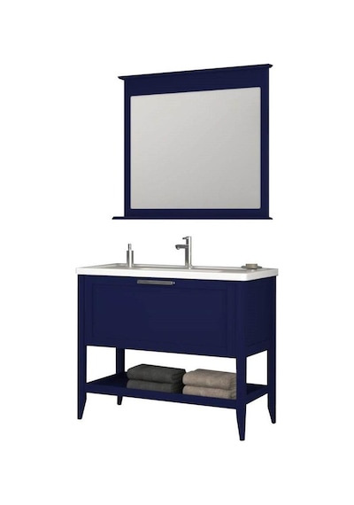 Orka Bastle 100 cm Mat Lacivert Banyo Dolabı Takımı Lacivert