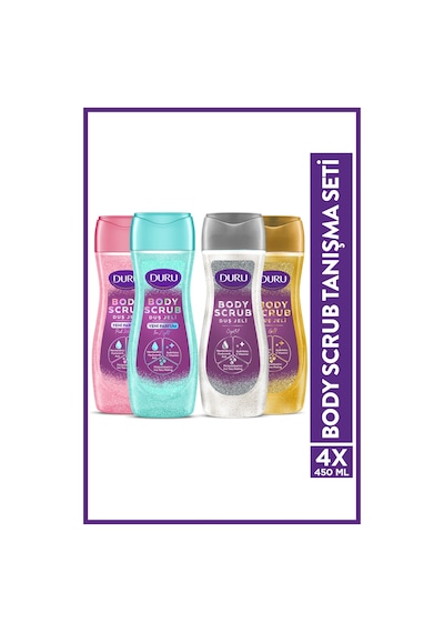 Duru Body Scrub Duş Jeli Tanışma Seti 4x450ml Gold, Crystal, Pink, Ice Çiçek