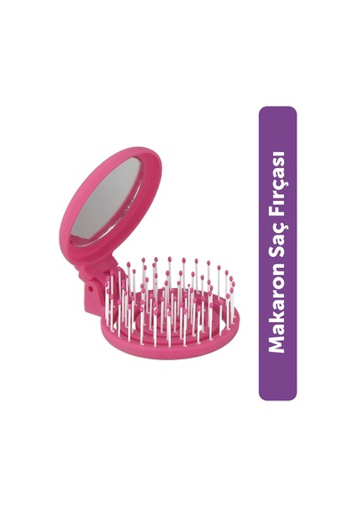 Beauty Makaron Saç Fırçası - 3d Esnek, Aynalı, Çanta Boy - Compact Detangler Fuşya