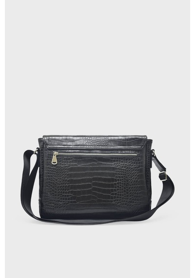 Kanuga Ysm1587 Siyah Kroko Unisex Ysm18y Çapraz Çanta Siyah Kroko Siyah