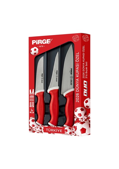 Pirge Dünya Kupası Özel 3'lü Bıçak Seti - 35426 Beyaz - Kırmızı