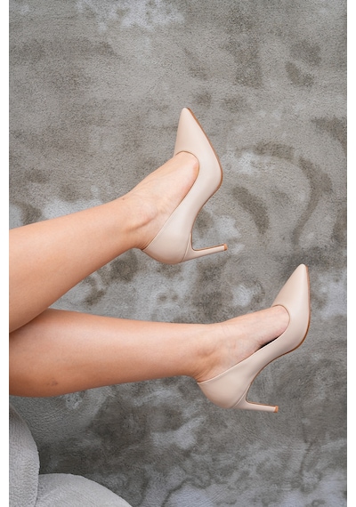 Wolk Shoes Kadın Topuklu Stiletto Ayakkabı Bej