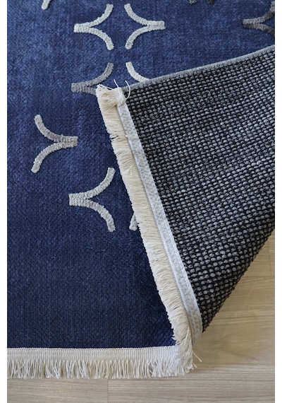 Arte Nakışlı Mavi Kilim Dekoratif Salon Halısıyıkanabili Mavi