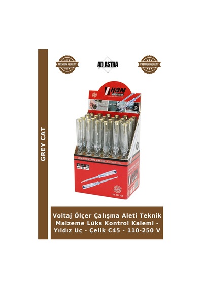 Voltaj Ölçer Çalışma Aleti Teknik Malzeme Lüks Kontrol Kalemi - Yıldız Uç - Çelik C45 - 110-250 V