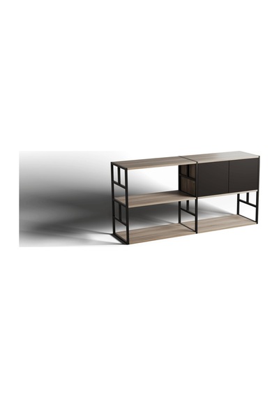 Ahşap Metal Raf 160x40x80 Cm Geniş Ve Kullanışlı Kahverengi