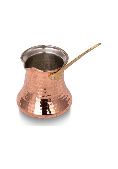 Turna Bakır Kervan Cezve 6 No Kalın 7 Fincan Makine Dövme Kırmızı