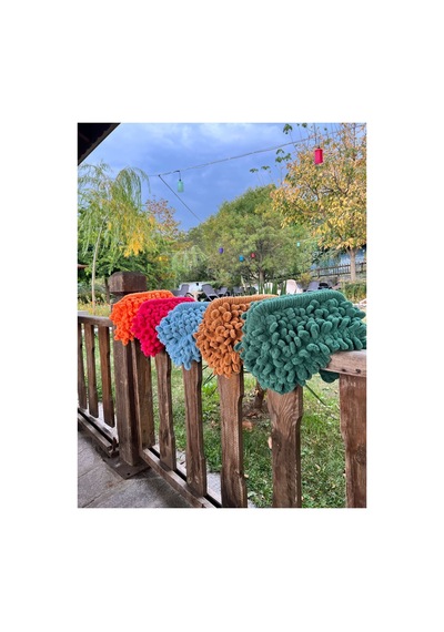 Melonndesign Puffy Çanta El Örgüsü Kol Çantası Yumoş Mavi