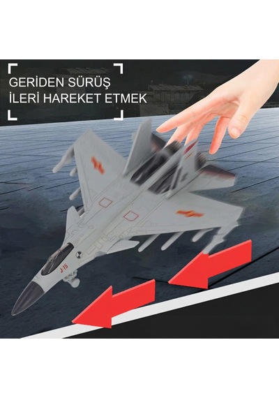 23 Cm J-15 Askeri Jet Replika Modeli - Aydınlatmalı Geri Çekmeli Hava Aracı Çocuk Maketi Piller Hazır Kullanıma Dahil
