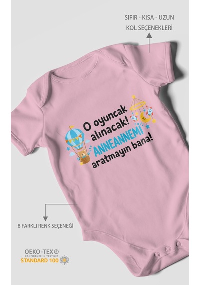 Morivokids Anneanneye Özel Kısa Kollu Bebek Body %100 Pamuk Zbn285-kk Koyu Pembe