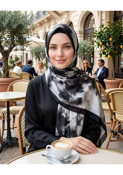 Moda Nuda Batik Desenli Pamuk Soft Şal Siyah Batik - Mira İpek