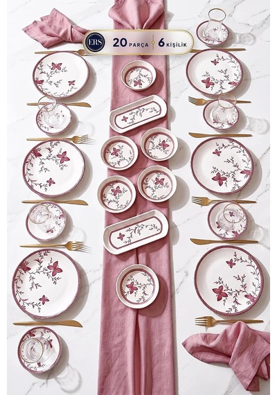 Verna Pembe 20 Parça 6 Kişilik Kahvaltı Takımı Diğer