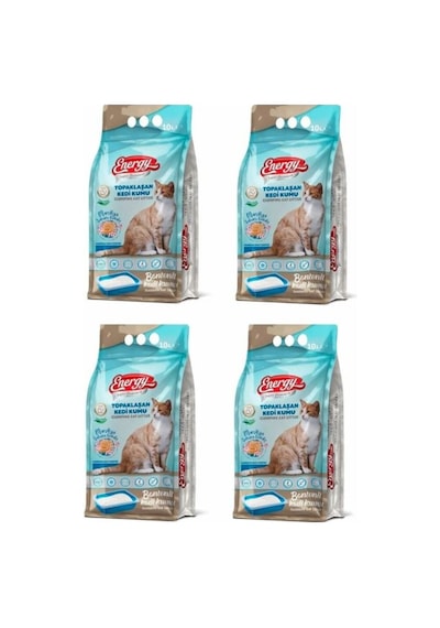 Energy Marsilya Sabunu Kokulu İnce Taneli Topaklaşan Bentonit Kedi Kumu 4 x 10 L