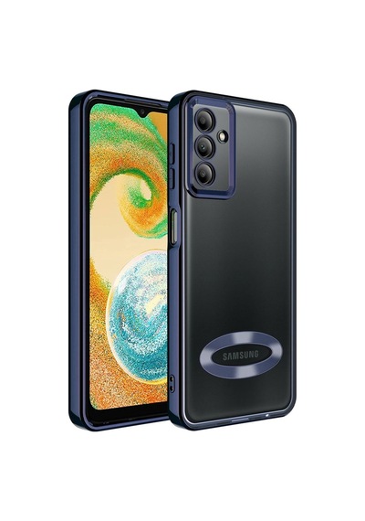 Samsung Uyumlu Galaxy A14 Kılıf Kamera Korumalı Logo Gösteren Zore Omega Kapak Lacivert