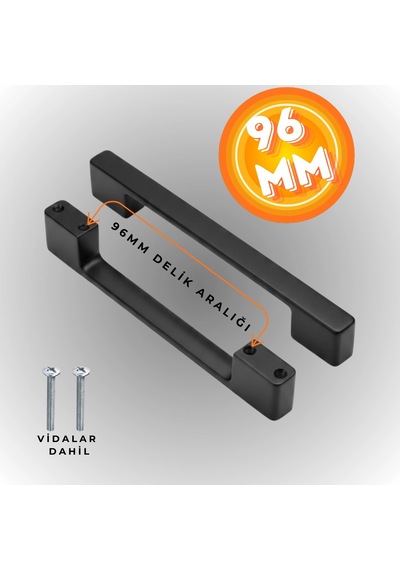 Köprü Kulp Dolap Çekmece Kulbu Metal Kulp 96 Mm Siyah