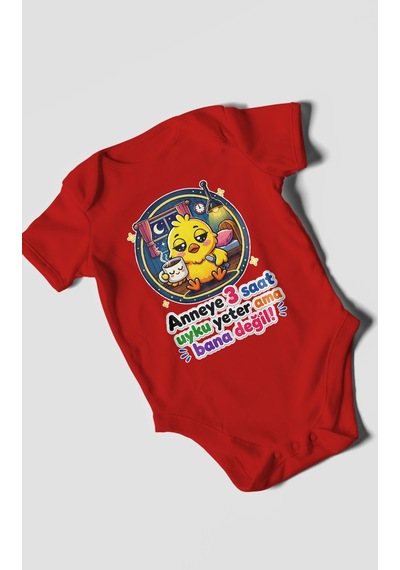 Morivokids Anneye Özel Kısa Kollu Bebek Body %100 Pamuk Zbn245-kk Kırmızı