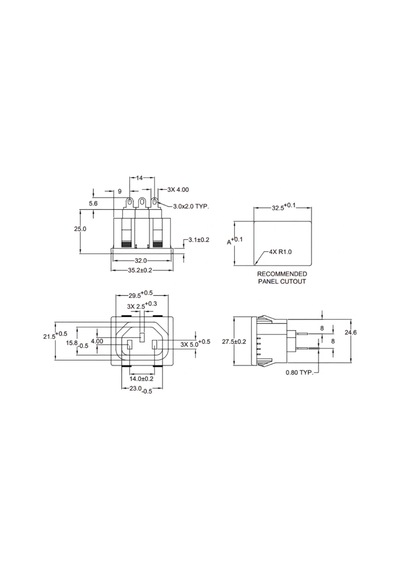 Ic-212d C13 Power Soket Dişi Kulaksız As-04f