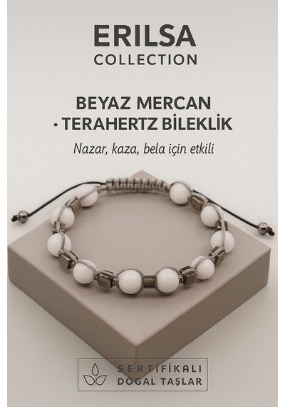 Sertifikalı Terahertz - Beyaz Mercan Nazar, Kaza, Bela Koruma E Çok Renkli