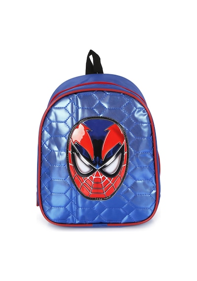 Spiderman Mavi Parlak Dikişli Baskılı Anaokulu Çantası + Suluk - Spiderman Mavi Parlak Dikişli Baskılı Anaokulu Çantası + Suluk -