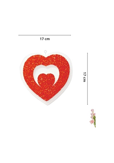 Kalp Sarkıt Strafor Süs, 17 Cm X 4 Adet - Kırmızı