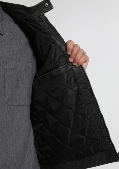 Colin's Colins Slim Fit Dik Yaka Fermuarlı Astarlı Erkek Siyah Mont Pu Cl1082070 Q1.v1 Blk