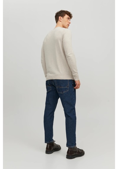 Jack & Jones Erkek Basic Krem İnce Triko Kazak - 12208364 Krem