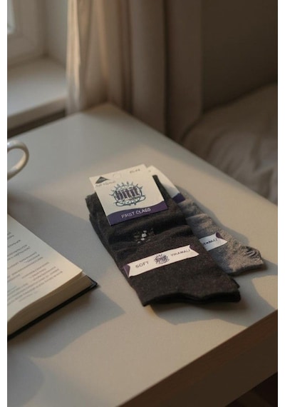 Hitit Socks Erkek 12 Çift Günlük Sıkmayan Boğazlı Pamuklu Desenli Uzun Çorap Asorti