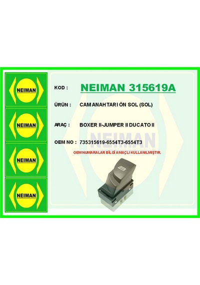 Cam Anahtarı Ön Sol Sol Boxer Iı-jumper Iı Muratech - 13 Ducato Iı