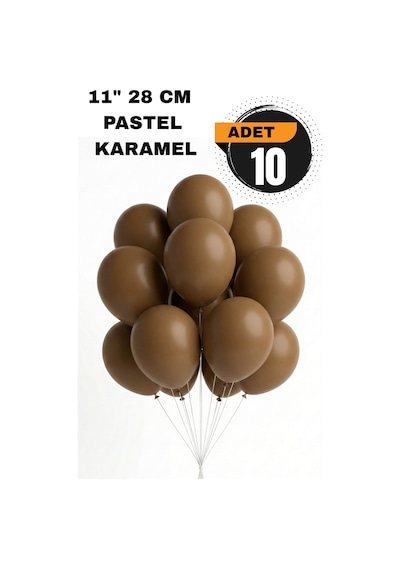 Pastel Balon 11 İnc 28 Cm Doğum Günü Parti Malzemeleri 10 Adet Kahverengi