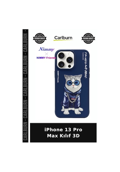 İphone 13 Pro Max Kılıf 3d Tarz Kedi Figürlü Şehirli çok renkli