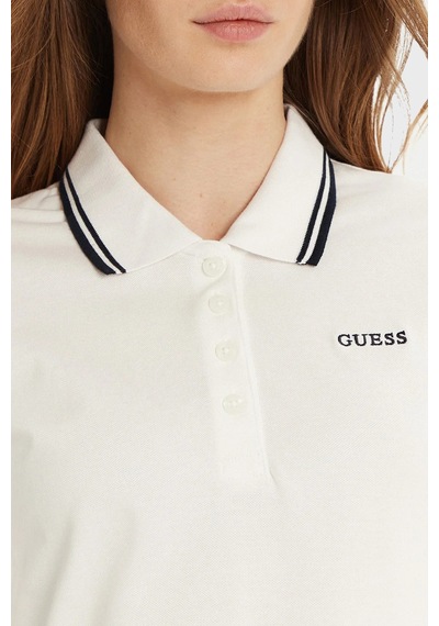 Guess Bayan Polo Yaka T Shirt V5gp06 Kcok1 G011 Beyaz Beyaz