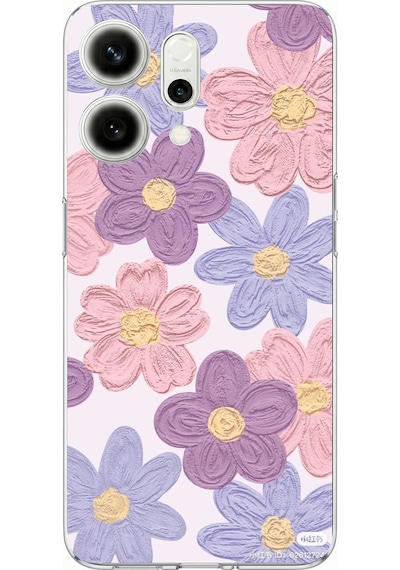 Oppo Reno 14 5g Uyumlu Renkli Papatyalar Sulu Boya Baskılı Silikon Kılıf Renkli
