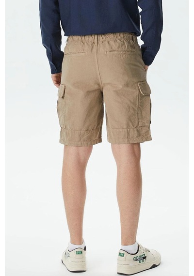 Lacoste Men's Relaxed Fit Brown Bermuda Shorts Erkek Kargo Cepli Rahat Kesim Pamuk Keten Şort Kahve