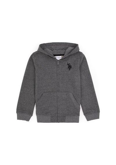 U.S. Polo Assn. Erkek Çocuk Antrasit Melanj Fermuarlı Kapüşonlu Sweatshirt 50316706-VR081