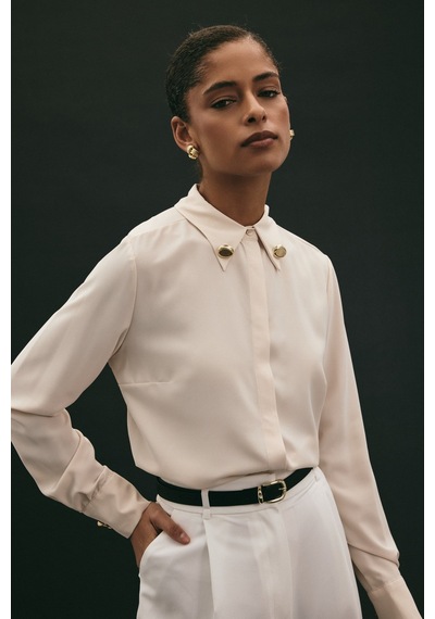 Sateen Lucy Gömlek - Bej-136942 bej