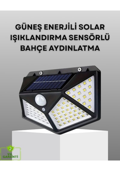 100 Led Solar Lamba Hareket Algılamalı Bahçe Duvar Dış Mekan Aydınlatma Çok Renkli