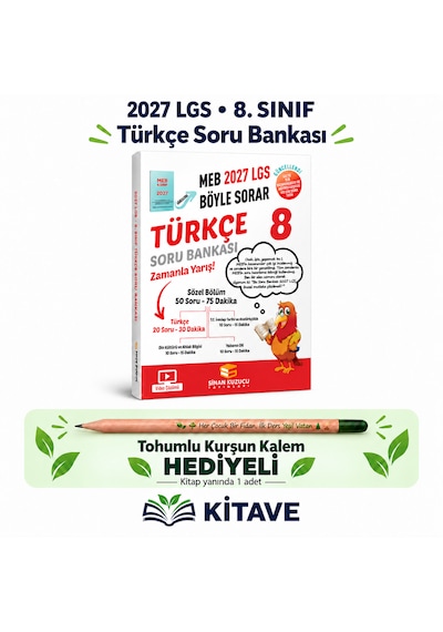 Sinan Kuzucu Yayınları 2027 Lgs 8.sınıf Türkçe Soru Bankası Tohumlu Kurşun Kalem Hediyeli