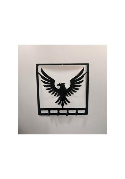 Kartal Figürlü 4 Askılı Mat Siyah Metal Anahtarlık Askılığı Güçlü Dekoratif Duvar Aksesuarı Diğer