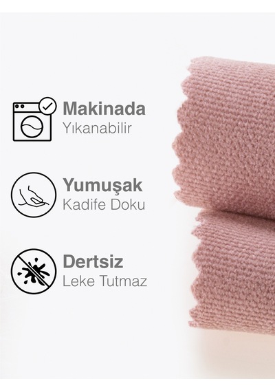 Kadife Dokulu Buğulu Gül Rengi Daily Series Runner 40 X 140 Buğulu Gül