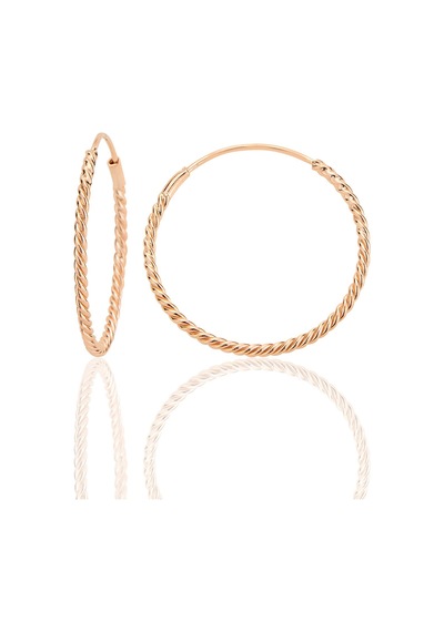 Gümüş Rose 26 Mm Sık Burgu Halka Küpe Barcode Rose