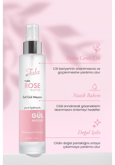 Tala Gül Mayası Gözenek Sıkılaştırıcı Aydınlatıcı Ve Arındırıcı %100 Saf Gül Suyu Tonik 100 ML